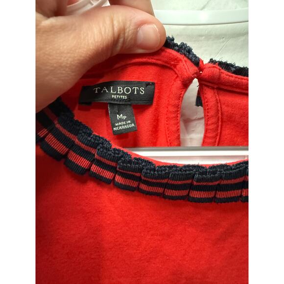 Talbots red embroidered trim tank top womens medium preppy classic minimalist - Picture 3 of 7